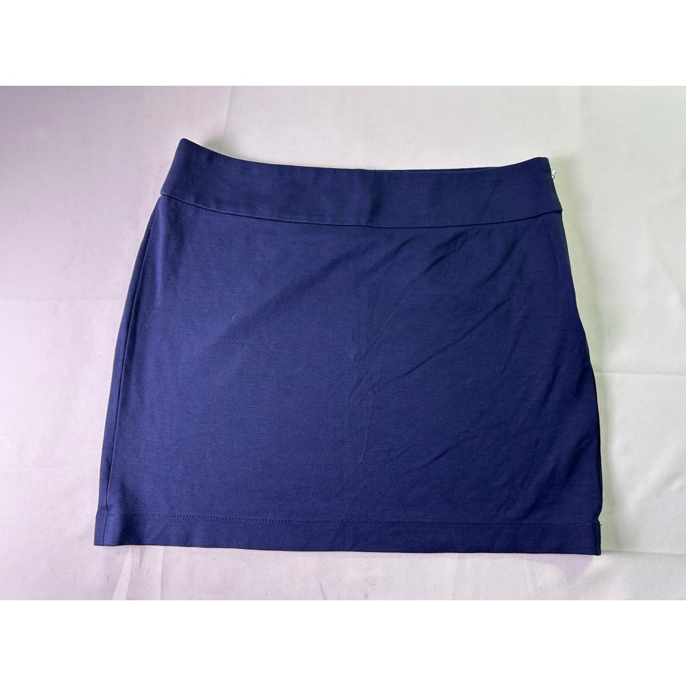Banana Republic Skirt 12 Navy Blue Ponte Knit Stretch Side Zip Career Mini Short